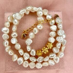24k gold dipped freshwater pearl necklace handmade